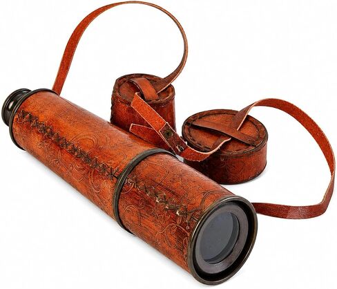 32" Ship Captain Brass Telescope with Spyglass & Leather Case | Handmade Vintage Nautical Decor, Antique Maritime Collectible, Functional Telescope for Sailors, Explorers & Collectors in Saudi Arabia