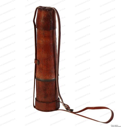 32" Ship Captain Brass Telescope with Spyglass & Leather Case | Handmade Vintage Nautical Decor, Antique Maritime Collectible, Functional Telescope for Sailors, Explorers & Collectors in Saudi Arabia