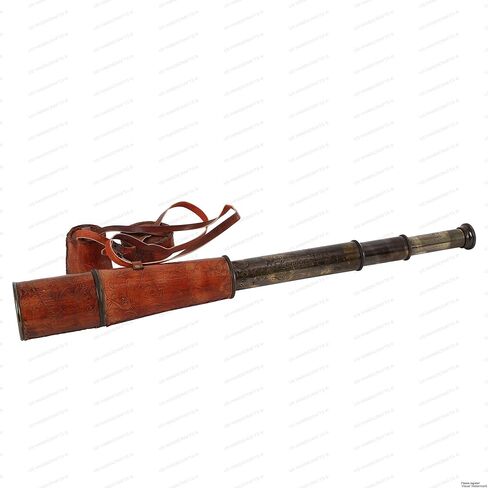 32" Ship Captain Brass Telescope with Spyglass & Leather Case | Handmade Vintage Nautical Decor, Antique Maritime Collectible, Functional Telescope for Sailors, Explorers & Collectors in Saudi Arabia