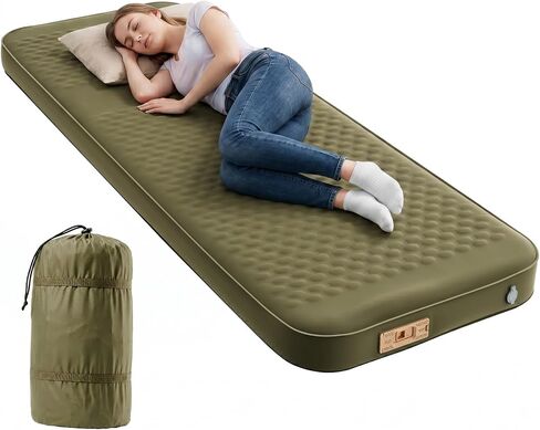 ABORON Self Inflating Sleeping Pad, 4" Thick Camping Mat with Built-in Pump | Sleep comfortably outdoors with a 4" thick self-inflating sleeping pad. Perfect for camping, tents, cots & car camping. in Saudi Arabia