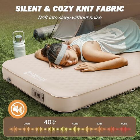 TOBTOS 4" Thick Self Inflating Sleeping Pad with Electric Pump | 60s Inflate, Ultra-Compressible Compact Foam, Insulated Sleeping Mat, For Tent, Car, Camping in Saudi Arabia