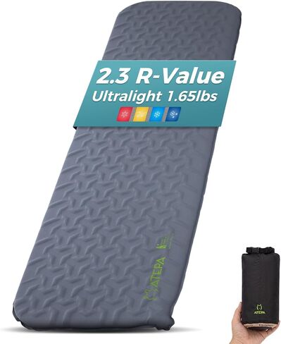ATEPA Self Inflating Sleeping Pad for Backpacking, 2.3 R-Value | 1.65lbs Ultralight, 3-Season Camping Mat, 1.2" Thick Insulated Foam, For Backpacking, Hiking, Trekking & Mountaineering in Saudi Arabia
