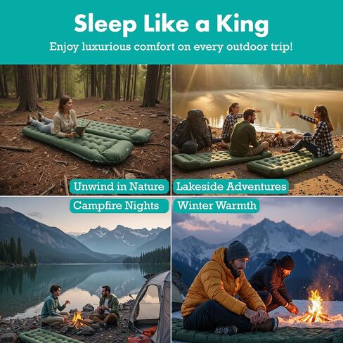 Sleepingo Sleeping Pad for Camping, Green Nylon TPU, Lightweight & Compact, Ideal for Camping and Hiking, Durable Material in Saudi Arabia