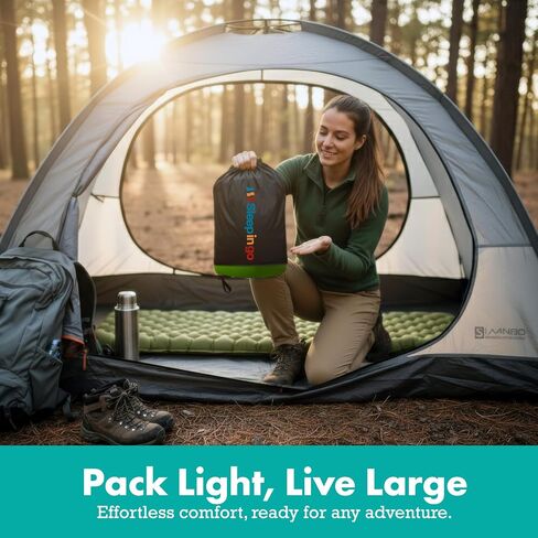 Sleepingo Sleeping Pad for Camping, Green Nylon TPU, Lightweight & Compact, Ideal for Camping and Hiking, Durable Material in Saudi Arabia