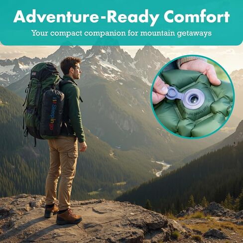 Sleepingo Sleeping Pad for Camping, Green Nylon TPU, Lightweight & Compact, Ideal for Camping and Hiking, Durable Material in Saudi Arabia