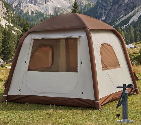Inflatable Camping Tent,2/4/6/8/10 Person Glamping Inflatable Tents, Quick Setup Blow Up Tents with Pump, Waterproof Oxford Inflatable House for Camping, Air Glamping Hot Tents for Adult in Saudi Arabia