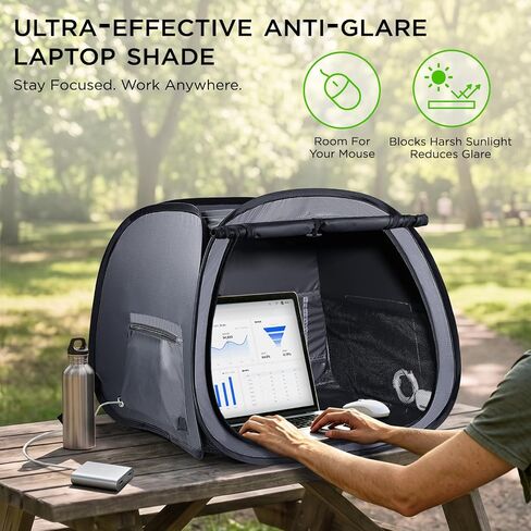 FOREGOER Laptop Sun Shade Tent, Anti-Glare Portable Computer Hood for 13-17 inch Laptops, Waterproof Heat, Foldable Travel Case for Beach Office Camping in Saudi Arabia