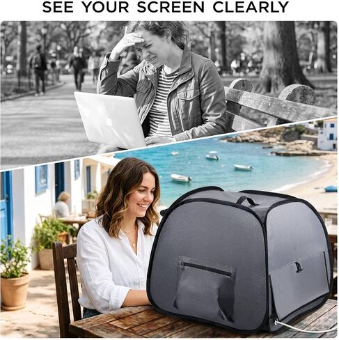 FOREGOER Laptop Sun Shade Tent, Anti-Glare Portable Computer Hood for 13-17 inch Laptops, Waterproof Heat, Foldable Travel Case for Beach Office Camping in Saudi Arabia