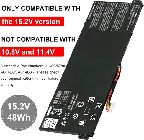 AC14B8K Battery for Acer Predator Helios 300 N17C1 PH315-51 PH315-52 G3-571 G3-572 N18Q13 Nitro 5 AN515 AN515-53 AN515-54 Aspire R5-471T R5-571T R5-571TG Chromebook CB5-571 Swift SF314 4ICP5/57/80 in Saudi Arabia