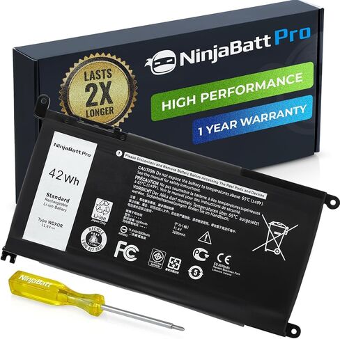 NinjaBatt WDX0R 42Wh Battery for Dell Inspiron 15 5570 7569 5368 5579 | Fits Latitude 3379 3189 3390 3180 3580 Vostro 5568D P69G P58F P75F P66F 3CRH3 T2JX4 – 3700mAh 11.4V 1000 cycles in Saudi Arabia