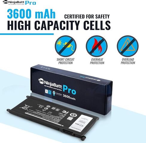 NinjaBatt WDX0R 42Wh Battery for Dell Inspiron 15 5570 7569 5368 5579 | Fits Latitude 3379 3189 3390 3180 3580 Vostro 5568D P69G P58F P75F P66F 3CRH3 T2JX4 – 3700mAh 11.4V 1000 cycles in Saudi Arabia