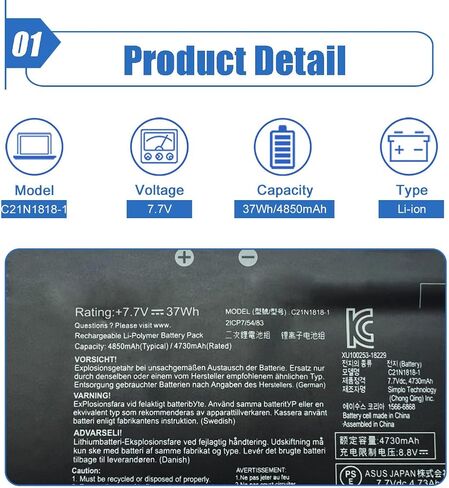 C21N1818-1 Laptop Battery for ASUS VivoBook 15 F512FA F512DA X512JA F512FB F512FJ F512FL F512UA X512FJ X512FL X512JF X512JP X512DK R564JA S512DK S512FA Series 0B200-03190800 2ICP7/54/83 in Saudi Arabia