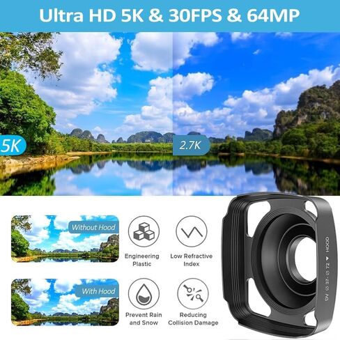 5K Camcorder Video Camera Ultra 64MP WiFi HD Camcorder 18X Digital Zoom with IR Night Version Vlogging Camera 3.0" IPS Touch Screen with Microphone, Lens Hood, 32 GB SD Card Remote Control in Saudi Arabia