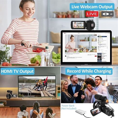 5K Camcorder Video Camera Ultra 64MP WiFi HD Camcorder 18X Digital Zoom with IR Night Version Vlogging Camera 3.0" IPS Touch Screen with Microphone, Lens Hood, 32 GB SD Card Remote Control in Saudi Arabia