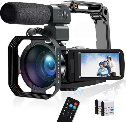 4K Video Camera Camcorder 48MP 30FPS IR Night Vision WiFi Camera Recorder, 18X Digital Zoom 3" Touch Screen Vlogging Camera for YouTube with Microphone, Lens Hood, Stabilizer, Remote Control in Kuwait