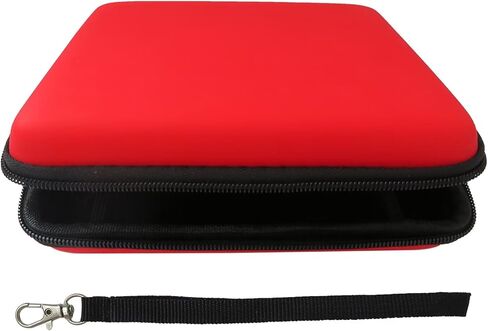 حقيبة حمل ذات هيكل صلب الكل في واحد مطورة لعام 2024 لجهاز Nintendo 2DS، حافظة واقية متعددة الوظائف لملحقات الألعاب مع حزام مقبض (أحمر) in Kuwait