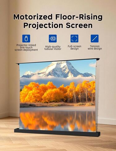 100" ALR Motorized Floor Rising Projector Screen for Long/Standard Throw Projector,Movie Screen for Home Theater,Motorized Projector Screen 4K/8K Ultra HD, Active 3D in Saudi Arabia