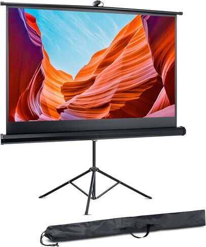 Pyle Projector Screen 100 Inch 16:9 Indoor Outdoor Projection Screen HD Crystal Clear 1.5 Gain for Movies Presentations Folding Tripod Stand and Carry Case Included in Saudi Arabia