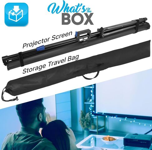Pyle Projector Screen 100 Inch 16:9 Indoor Outdoor Projection Screen HD Crystal Clear 1.5 Gain for Movies Presentations Folding Tripod Stand and Carry Case Included in Saudi Arabia