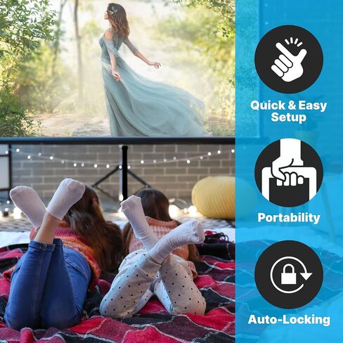 Pyle Projector Screen 100 Inch 16:9 Indoor Outdoor Projection Screen HD Crystal Clear 1.5 Gain for Movies Presentations Folding Tripod Stand and Carry Case Included in Saudi Arabia
