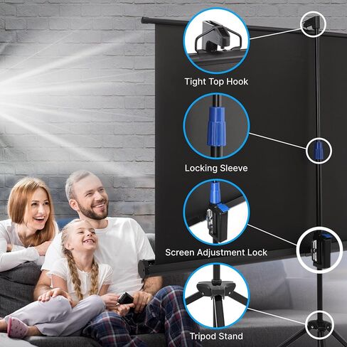 Pyle Projector Screen 100 Inch 16:9 Indoor Outdoor Projection Screen HD Crystal Clear 1.5 Gain for Movies Presentations Folding Tripod Stand and Carry Case Included in Saudi Arabia
