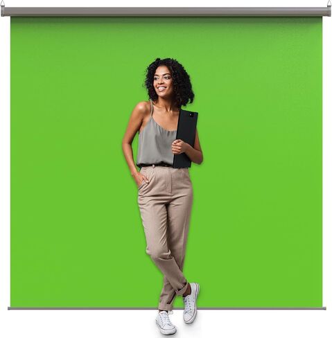【Wider Style】 KHOMO Gear Green Screen 84 x 84 inch – Extra Large Pull Down Backdrop – Portable Collapsible Roll Down Projector Screen – Green Screen for Video, Streaming, and Photography in Saudi Arabia