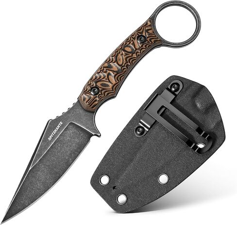 3.3" EDC Fixed Blade Knife Black Talon – D2 Steel Small Fixed Blade Knife with Sheath, Finger Ring for Horizontal Carry, Full Tang G10 Handle, Compact Outdoor in Saudi Arabia