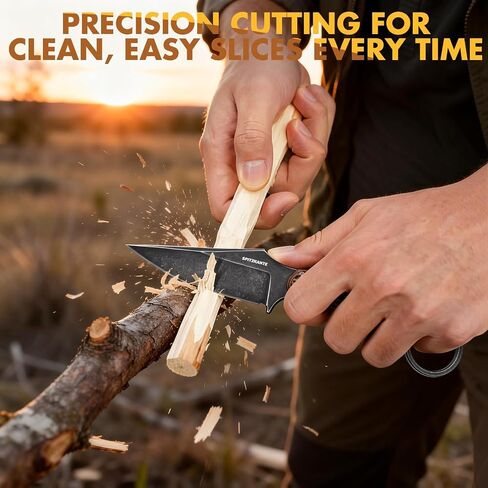 3.3" EDC Fixed Blade Knife Black Talon – D2 Steel Small Fixed Blade Knife with Sheath, Finger Ring for Horizontal Carry, Full Tang G10 Handle, Compact Outdoor in Saudi Arabia
