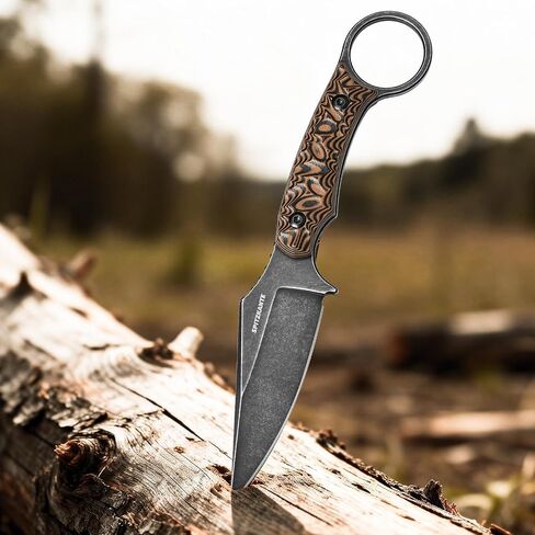 3.3" EDC Fixed Blade Knife Black Talon – D2 Steel Small Fixed Blade Knife with Sheath, Finger Ring for Horizontal Carry, Full Tang G10 Handle, Compact Outdoor in Saudi Arabia