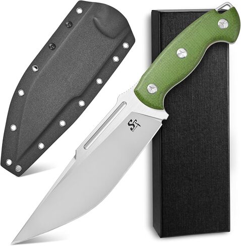 Sitivien ST40 Fixed Blade Knife VG10 Steel Blade Micarta Handle Full Tang Knife with Sheath for Outdoor Camping Hiking Working Survival (Black) in Saudi Arabia