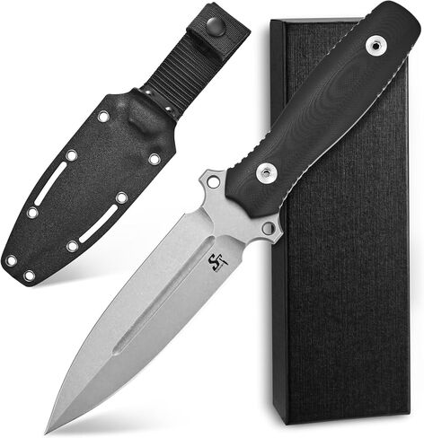 Sitivien ST17 Fixed Blade Knife Sleipner Stonewashed Steel Blade G10 Handle Full Tang EDC Straight Knife for Outdoor, Tactical, Survival and EDC (Silver) in Saudi Arabia