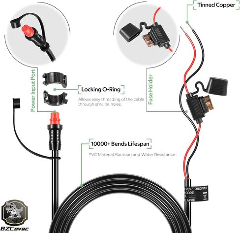 كابل طاقة ملولب 010-11425-01 - كابل طاقة GLS 10 لنظام Garmin LiveScope، ووحدات GSD Sonar، وGPSMAP MFDs، مع حلقة قفل متضمنة in Kuwait