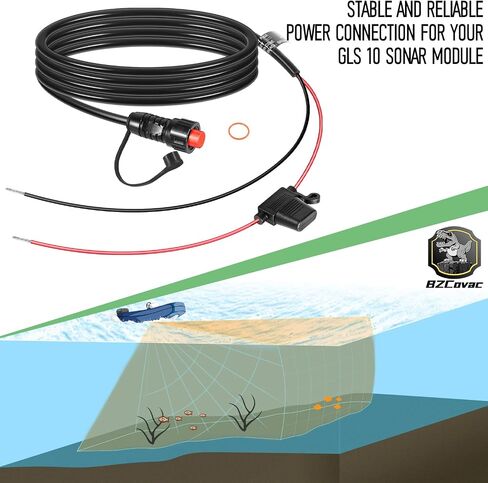 كابل طاقة ملولب 010-11425-01 - كابل طاقة GLS 10 لنظام Garmin LiveScope، ووحدات GSD Sonar، وGPSMAP MFDs، مع حلقة قفل متضمنة in Kuwait