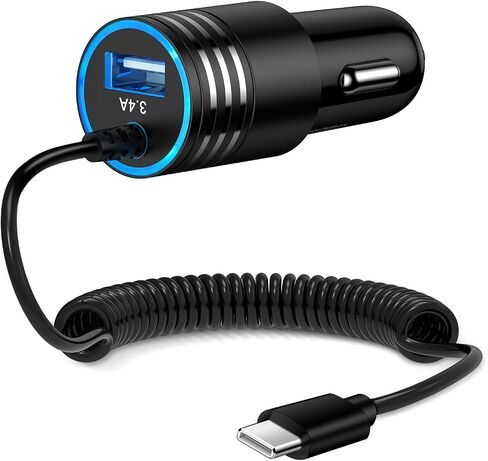 Android Car Charger Fast Charging Cord Type C 3.4A USB C Cigarette Lighter in Saudi Arabia