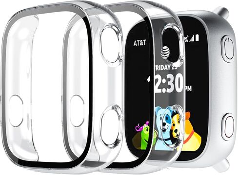 ottpluscase 2 Pack Case for AT&T amiGO Jr. Watch 2 with 9H Tempered Glass Screen Protector, Kids Overall Shockproof Bumper Scratch-Resistant Cover for amiGO Jr. Watch 2 1.6 inches (Clear+Clear) in Saudi Arabia