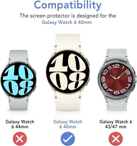 SPGUARD [2Pack Galaxy Watch 6 40mm Screen Protector | Auto-alignment Installation Kit Accessories Tempered Glass Screen Protector for ONLY Samsung Watch 6 40mm in Saudi Arabia