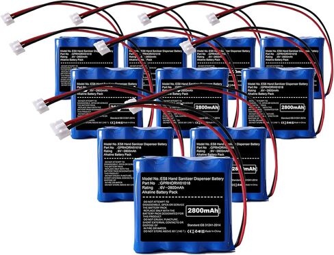 Nzzz 10Pcs 2800mAh ES8 Hand Sanitizer Dispenser Replacement Battery fits Purell ES8 Hand Sanitizer Dispenser L91VP-F4C GPRHORW01018 Non-Rechargeable 6V in Kuwait