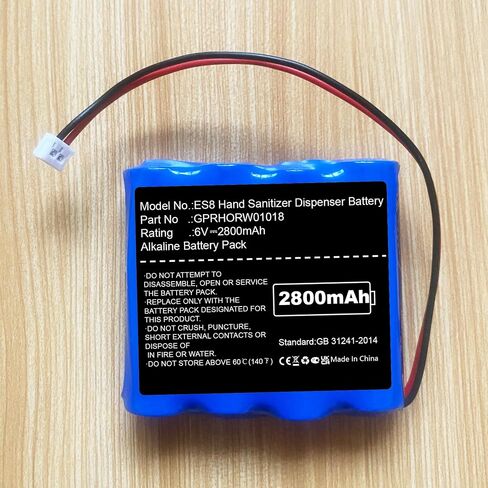 Nzzz 10Pcs 2800mAh ES8 Hand Sanitizer Dispenser Replacement Battery fits Purell ES8 Hand Sanitizer Dispenser L91VP-F4C GPRHORW01018 Non-Rechargeable 6V in Kuwait