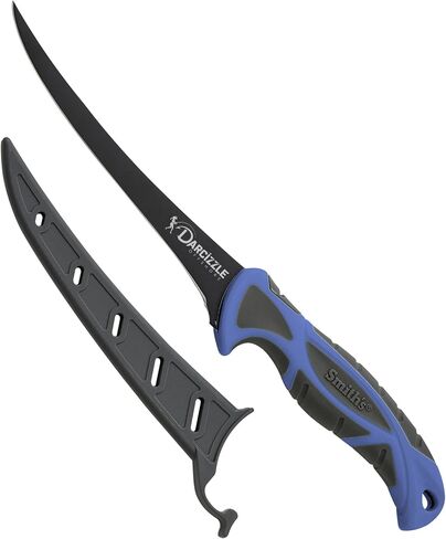 Smith's DARCIZZLE Curved Flex Fillet Knife - 400 Series Stainless Steel Blade - Non-Slip Soft Grip Handle - Sheath - Curved Blade - Deboning & Game Processing - Fishing in Saudi Arabia