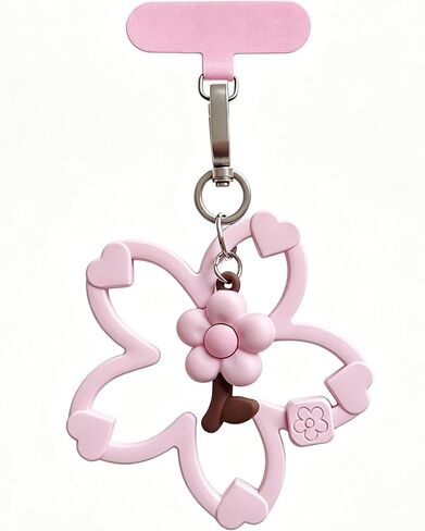 XZC Cute Floral Silicone Phone Charm Wrist Strap, Cherry Blossom Flower Pendant Keychain Lanyard, Colorful Anti-Drop Wristband in Saudi Arabia