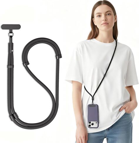 3-in-1 Phone Lanyard Crossbody/Neck/Wrist, Adjustable Strap with Tether Tab | 3 Ways Wear, Tether Tab & Loop Strap, Alloy Clasp, Multi-Use for Phone/Camera/Keys, Hands-Free Convenience in Kuwait