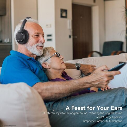 LEVN Wireless Headphones for TV Watching, TV Headphones Wireless for Seniors with Transmitter Charging Base, Hearing-impaired, No Audio Delay Bluetooth 5.2, Plug and Play, Gifts for Elderly in Saudi Arabia