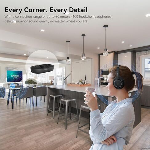 LEVN Wireless Headphones for TV Watching, TV Headphones Wireless for Seniors with Transmitter Charging Base, Hearing-impaired, No Audio Delay Bluetooth 5.2, Plug and Play, Gifts for Elderly in Saudi Arabia