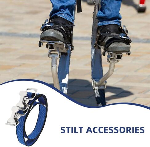 4pcs Adjustable Drywall Stilt Replacement Straps Heavy-duty Blue Kit | Stainless Steel and Cloth Build, Secure Foot Fixation Bands, Universal Fit for Outdoor Activities and Performances in Saudi Arabia