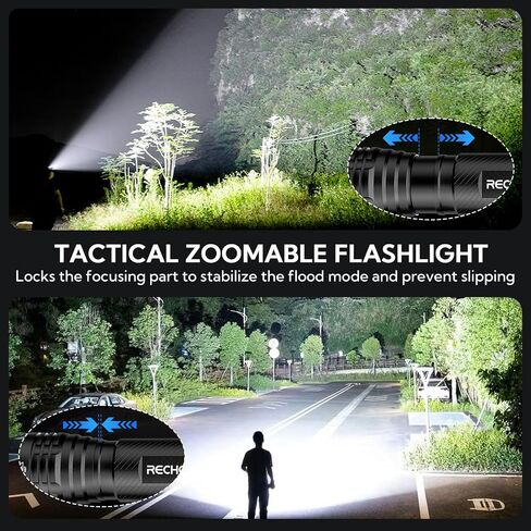 S2000 LED Tactical Flashlight 2000 Lumens | High Powered AA Battery Operated Flashlights with 3 Modes & Zoomable | IP67 Waterproof Powerful Handheld Flashlight for Camping, Emergency, Hiking (1 Pack) in Saudi Arabia