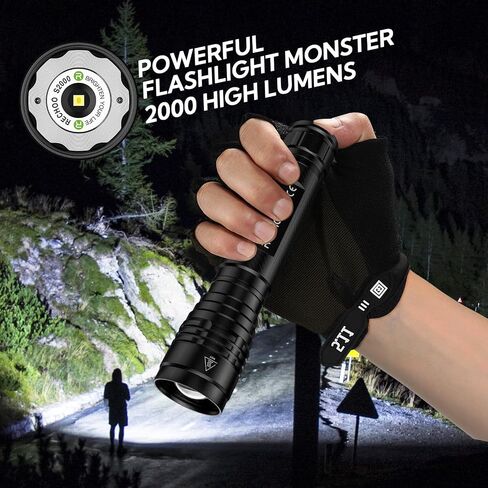S2000 LED Tactical Flashlight 2000 Lumens | High Powered AA Battery Operated Flashlights with 3 Modes & Zoomable | IP67 Waterproof Powerful Handheld Flashlight for Camping, Emergency, Hiking (1 Pack) in Saudi Arabia