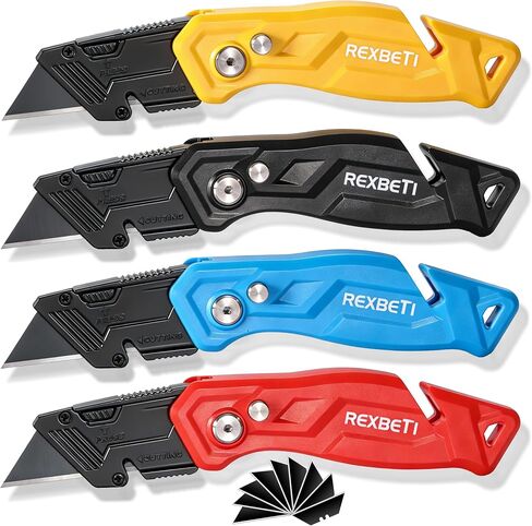 REXBETI 12-Pack Folding Pocket Utility Knife, SK2 Box Cutter, 32 Blades | SK2 Black-Coated Anti-Rust Blades, Quick-Change Design, Safety Lock, One-Hand Operation, Bulk Pack for Work and DIY in Kuwait