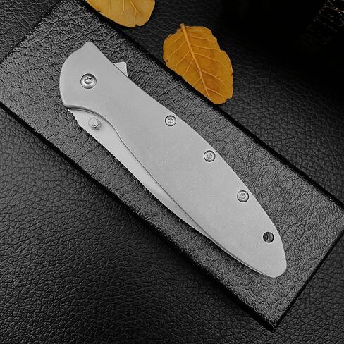 Tactical Folding Pocket Knife Flipper EDC Knives 3" Bead Blast Plain Blade, Stainless Steel Handles with Reversible Pocketclip for Men Women in Saudi Arabia