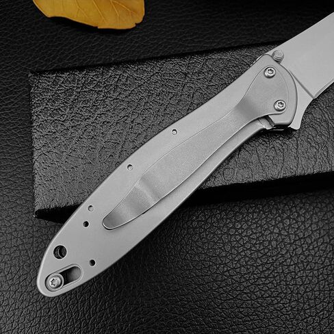 Tactical Folding Pocket Knife Flipper EDC Knives 3" Bead Blast Plain Blade, Stainless Steel Handles with Reversible Pocketclip for Men Women in Saudi Arabia