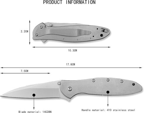 Tactical Folding Pocket Knife Flipper EDC Knives 3" Bead Blast Plain Blade, Stainless Steel Handles with Reversible Pocketclip for Men Women in Saudi Arabia
